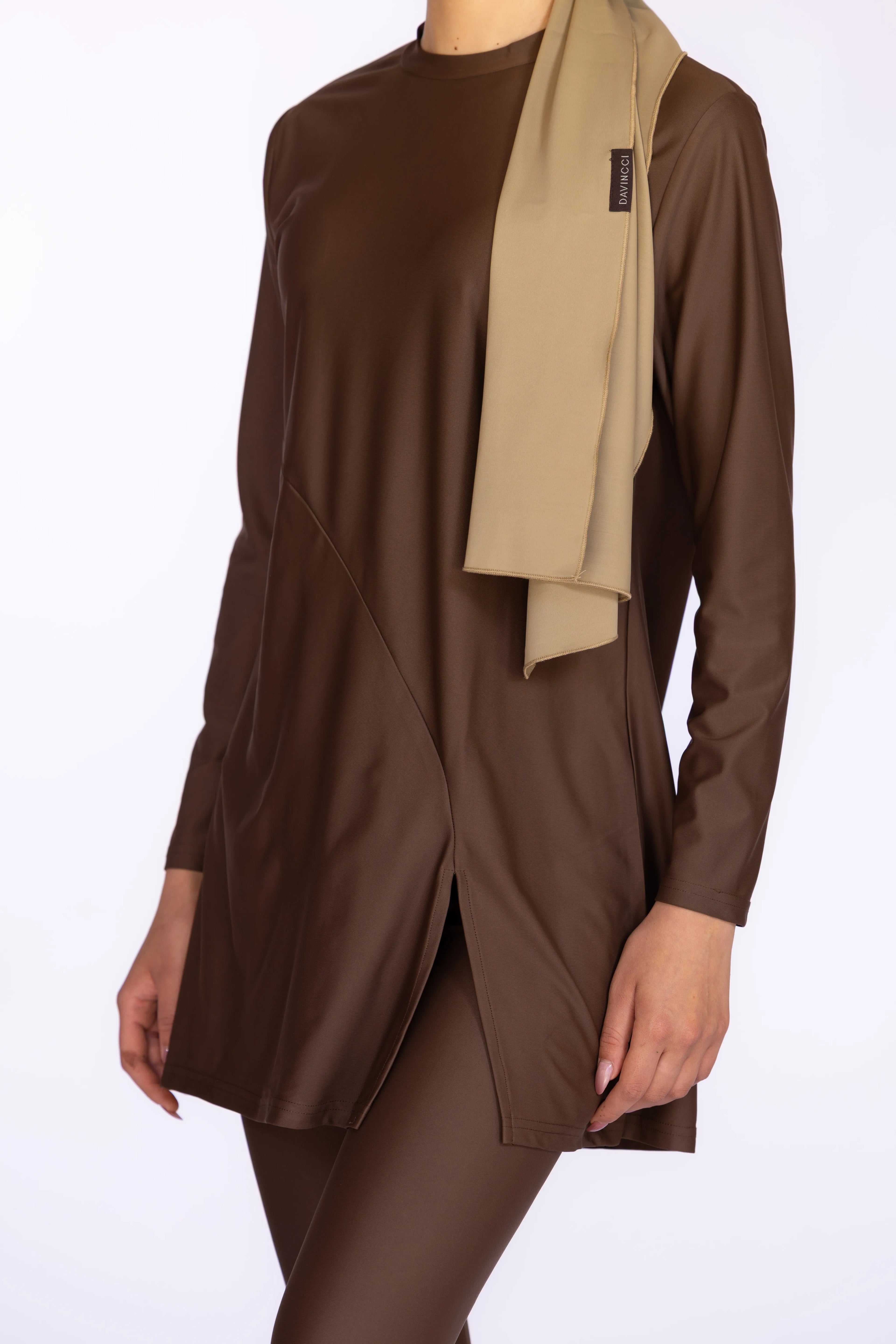 Hijab & Cache-Maillot de Burkini – Marron Beige