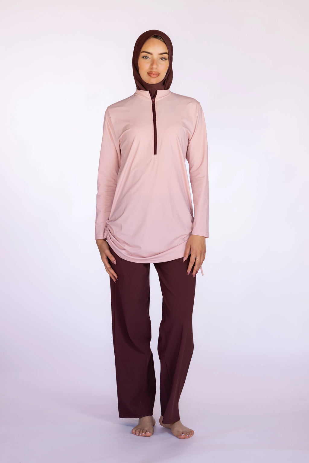 Burkini 3 Pièces à Fermeture Zippée – Blush Pink
