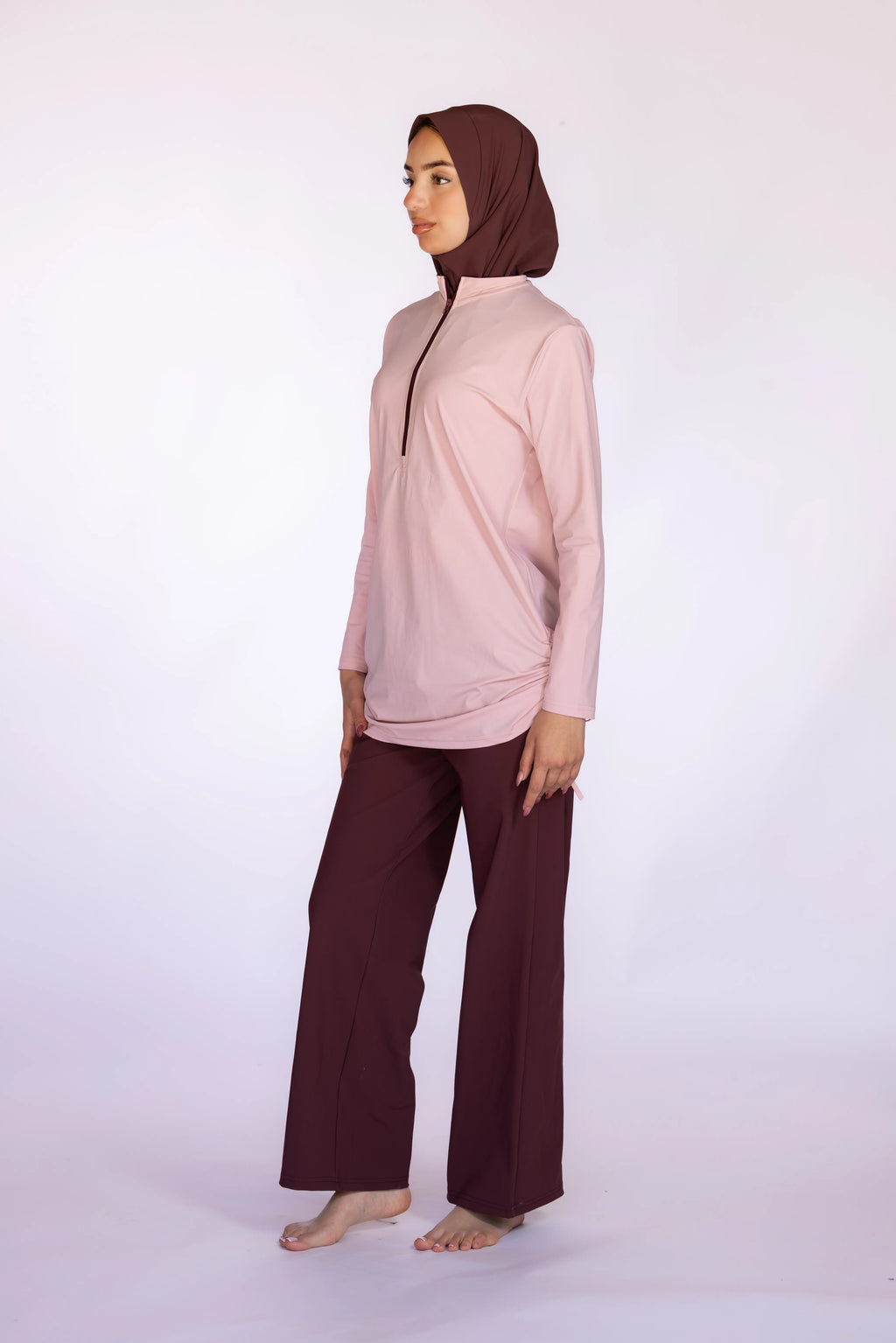 Burkini 3 Pièces à Fermeture Zippée – Blush Pink