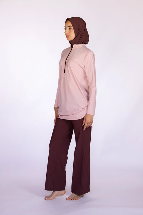 Burkini 3 Pièces à Fermeture Zippée – Blush Pink