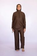 Burkini 3 Pièces à Fermeture Zippée – Marron